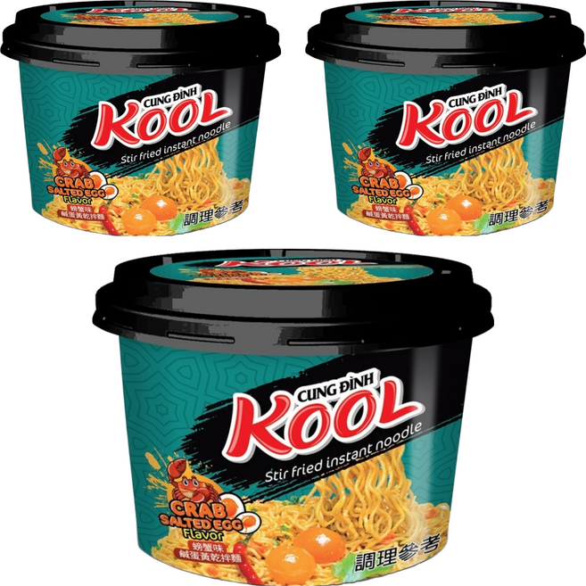 CUNG DINH KOOL 螃蟹味鹹蛋黃乾拌碗麵, 3入
