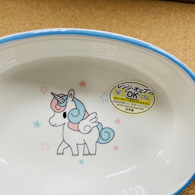日製陶瓷焗烤盤, 獨角獸 藍色 + 白色, 1個