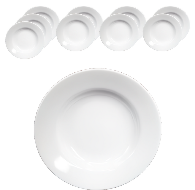 TATUNG 大同磁器 湯皿 白色 - 優質瓷器餐盤, 10個