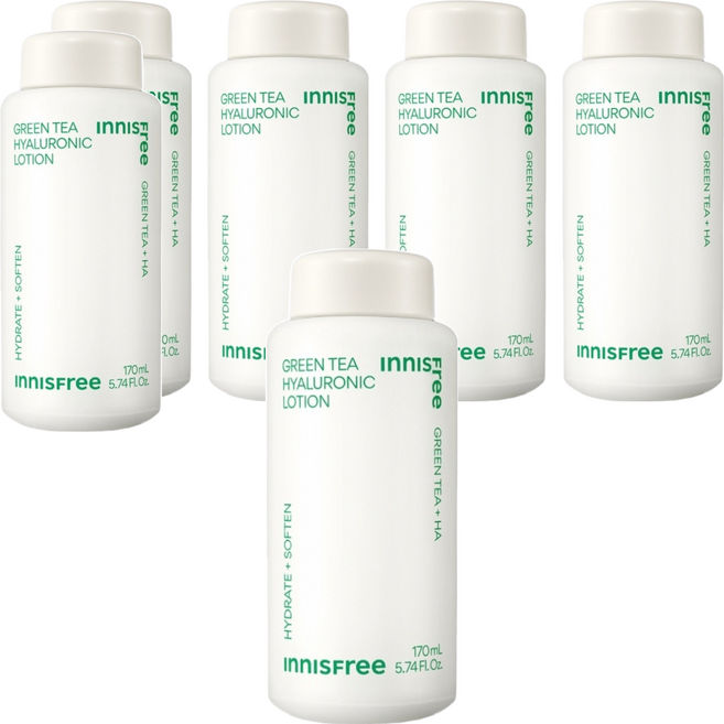 INNISFREE 台灣公司貨 綠茶玻尿酸保濕調理乳, 170ml, 6瓶
