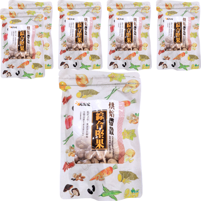 元氣家 烘焙帶殼綜合堅果 低溫烘焙, 200g, 6包
