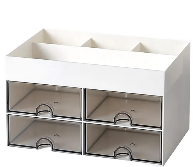 雙格多功能收納筆筒 F0686-02, 白色, 1個