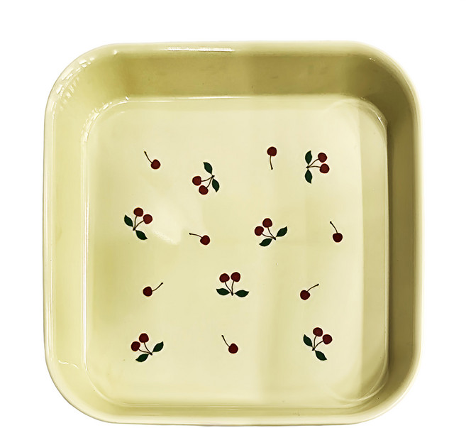 SHIMOYAMA PP骨碟果盤零食盤, 8個, 8個零食盤, 櫻桃米黃色