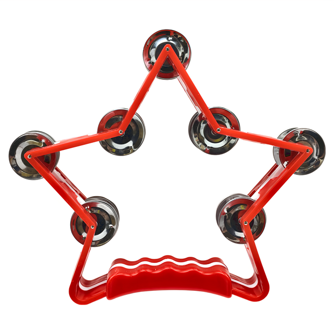 OPPA 奧福樂器 KTV伴奏 手搖鈴 雙排鈴 星型 鈴鼓, 紅色, 1個