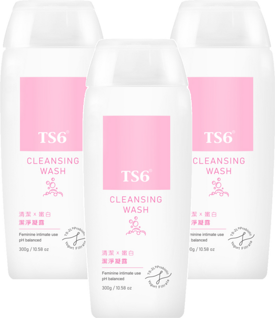 TS6 潔淨凝露 女性私密護理 益生菌萃取 大馬士革玫瑰香氛 pH弱酸性, 300g, 3瓶