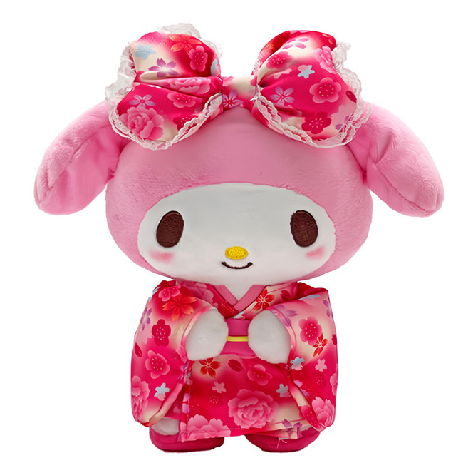 SANRIO 三麗鷗 My Melody 美樂蒂 絨毛娃娃, 21.5cm, 和服 粉色 + 白色, 1個