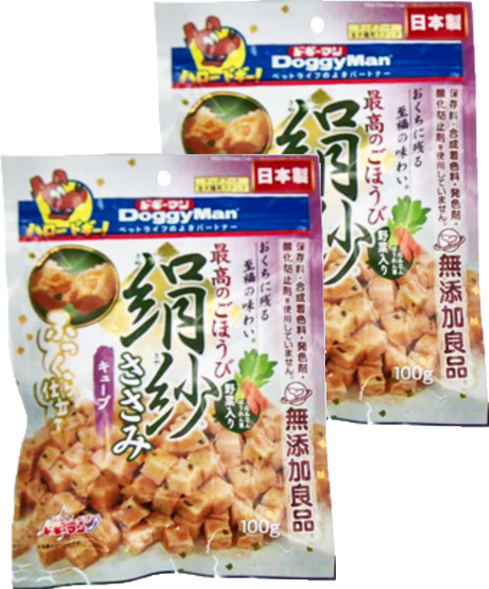DoggyMan 多格漫 絹紗雞胸肉塊 2個月以上 犬用, 野菜, 100g, 2包