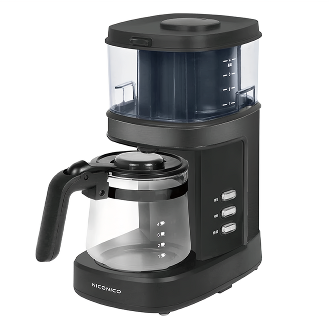 NICONICO 全自動研磨咖啡機 黑色 一鍵操作 可拆卸水箱 防滴漏設計, NI-CM811