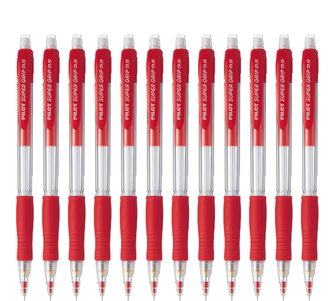 PILOT 百樂 H-185七彩自動鉛筆 紅色 12支, 0.5mm