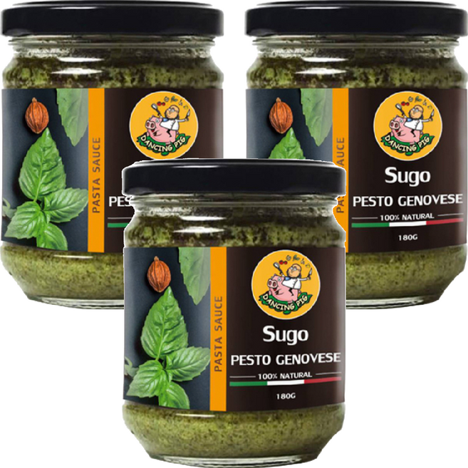 DANCING PIG 義式羅勒青醬, 180g, 3罐