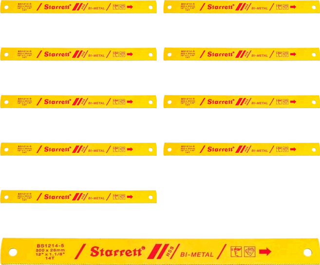 Starrett 雙金屬手鋸條 驚奇的切割效率, BS1214-5, 10個