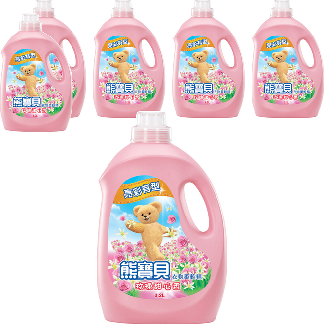 Snuggle 熊寶貝 衣物柔軟精 玫瑰甜心香, 3.2L, 6桶