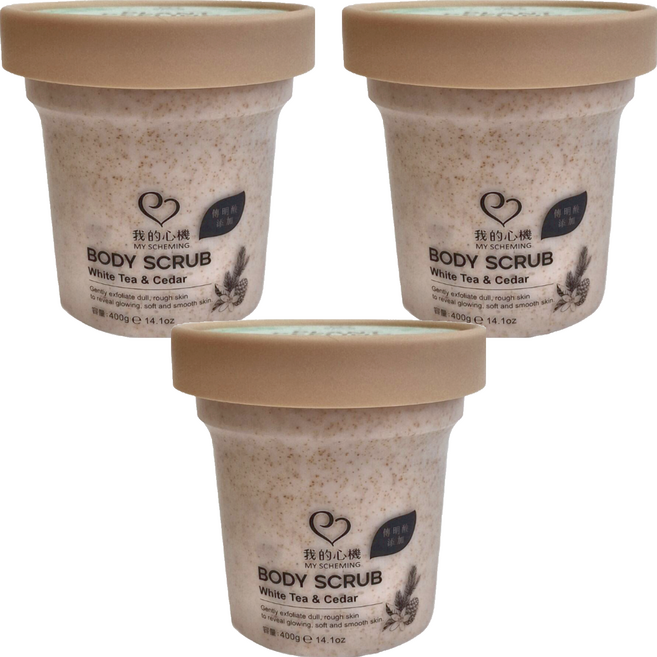 MY SCHEMING 我的心機 白茶雪松亮白身體去角質, 3罐, 400g