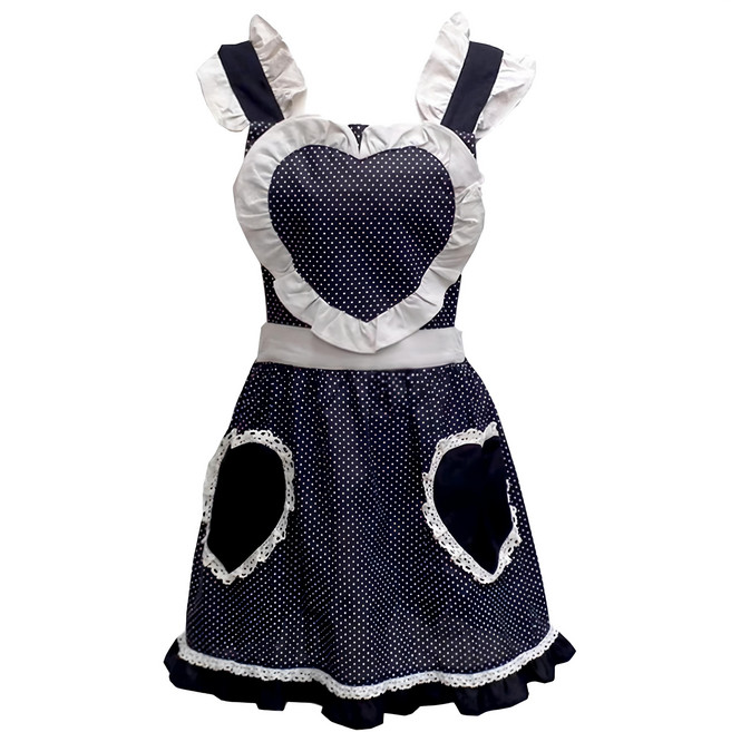 BonBon naturel 心心相印點點圍裙 86 x 60cm 黑色 可愛風, 1件