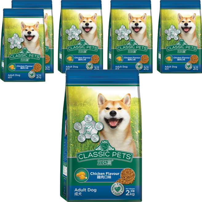 CLASSIC PETS 加好寶 成犬用狗糧, 2kg, 6袋, 雞肉口味