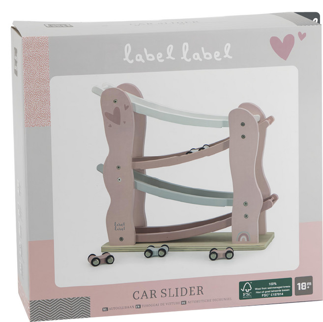 Label Label 小汽車木質軌道組 觸覺/感知開發玩具 滿月/彌月送禮推薦, 櫻花粉, 1盒