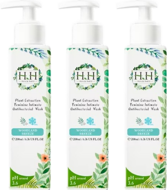 HH 草本新淨界 私密植萃抗菌潔淨露 樹影微風 涼感, 200ml, 3瓶