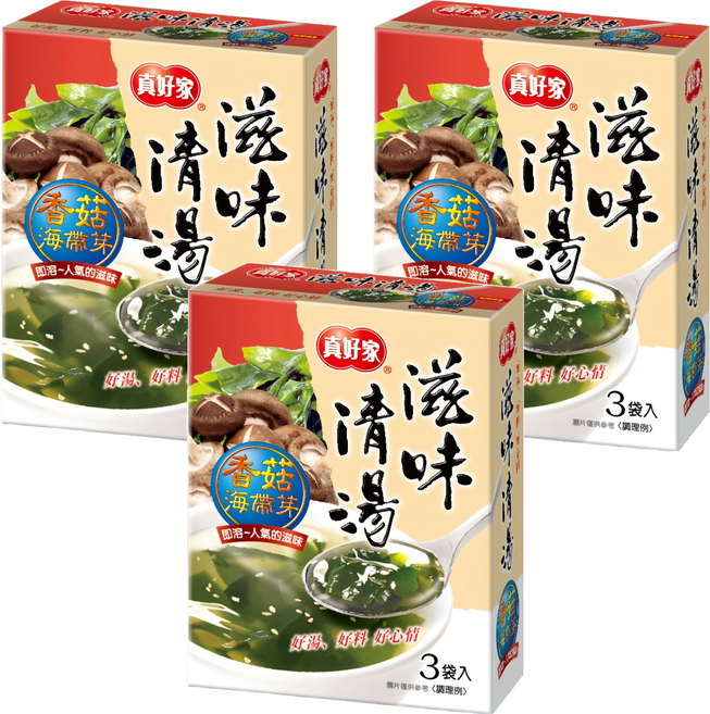 真好家 香菇海帶嫩芽湯 3包, 26.7g, 3盒