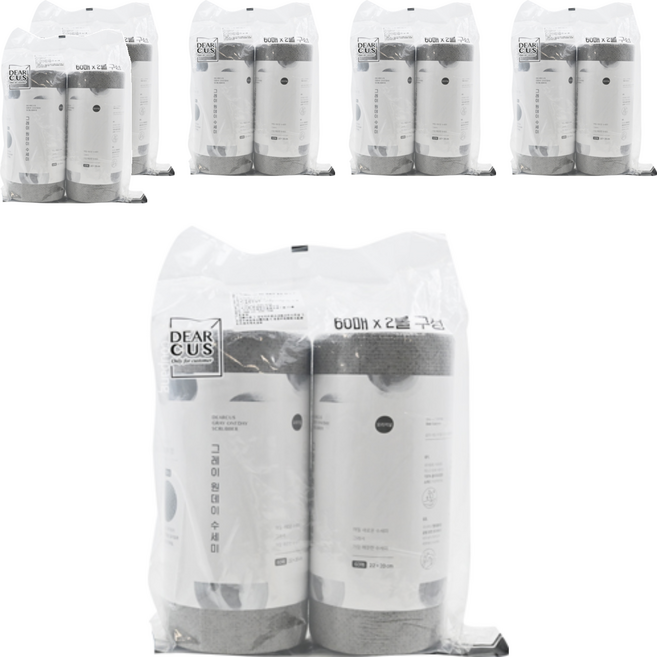 DEARCUS 捲筒型拋棄式洗碗布, 灰色, 60張, 6捲