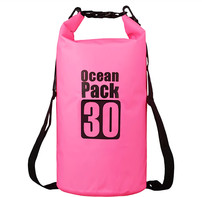 戶外運動防水桶包 雙肩背帶 30L, 粉色