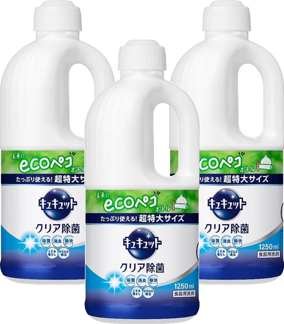 Kao 花王 Cucute 珂珂透 超大容量除菌洗碗精, 1.25L, 3瓶