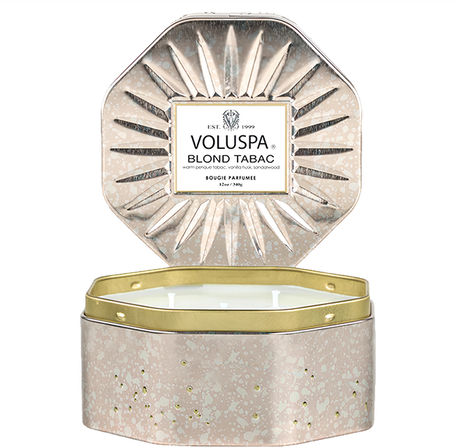 VOLUSPA 金黃菸草 3芯八角形錫蠟燭 340g 香氛蠟燭 家居香氛, 1件
