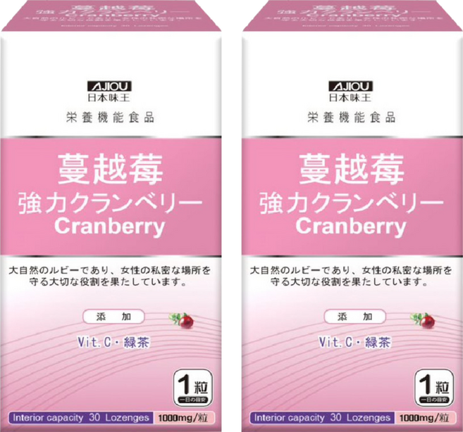AJIOU 日本味王 強效蔓越莓錠, 1g, 30錠, 2盒