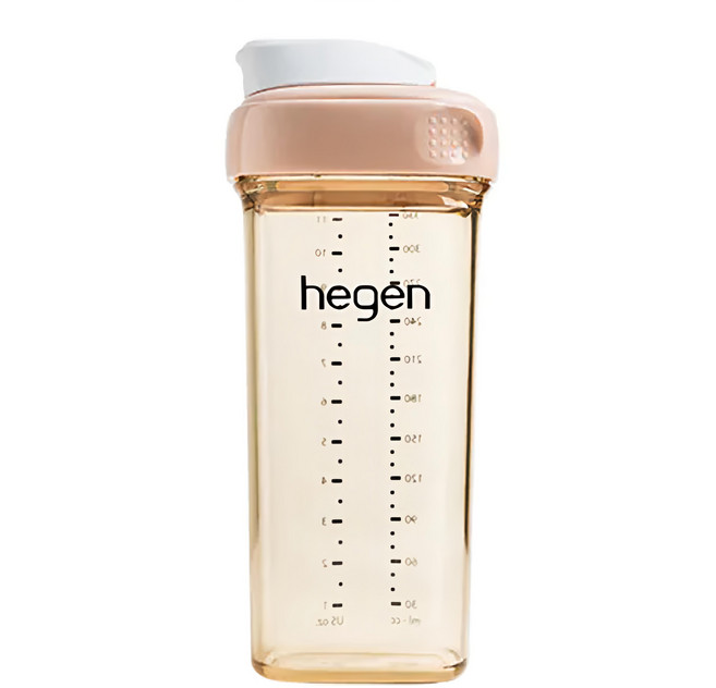 hegen 台灣公司貨 金色奇蹟PPSU多功能方圓型寬口水瓶 2.0, 330ml, 1個, 嫣粉