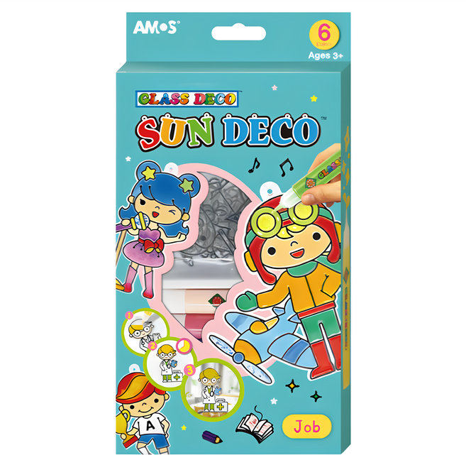 AMOS 阿摩司 SUN DECO 6色吊飾DIY玻璃彩繪膠組, 職業, 1盒