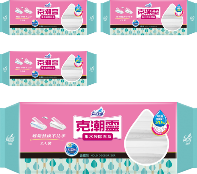 Farcent 花仙子 克潮靈 集水袋除濕盒 去霉味, 4包, 360g