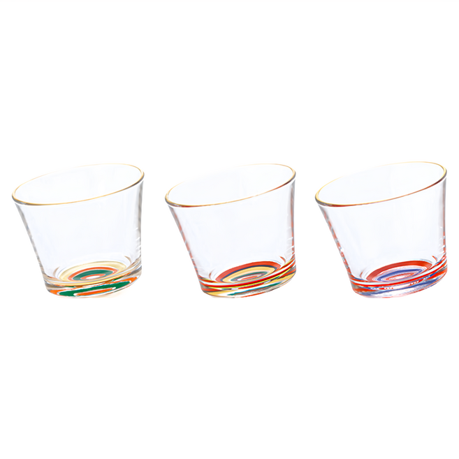 ADERIA GLASS 博多獨樂款不倒翁酒杯3件組 90ml, 透明色, 1組