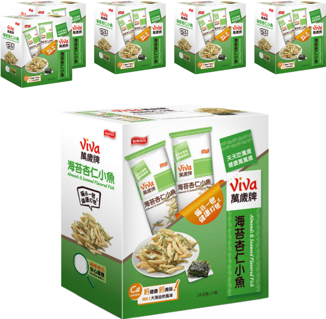 ViVa 萬歲牌 海苔杏仁小魚, 120g, 6盒