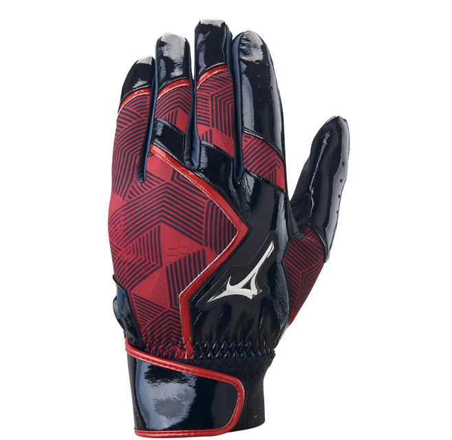 Mizuno 美津濃 打擊手套 1ETEA50196, 紅色 + 黑色, 1雙
