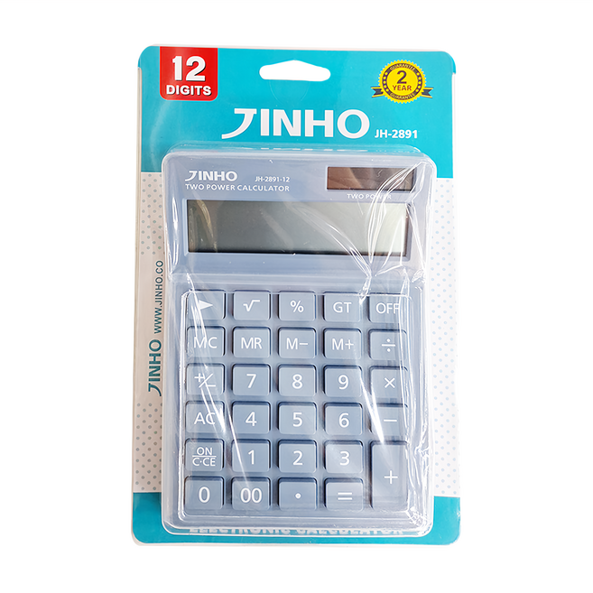 JINHO 京禾 12位元計算機 JH-2891 太陽能/電池 雙重電源供應, 藍色, 1個