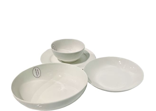 JUST HOME 純白新骨瓷12件組 H0221-11A, 6個飯碗 + 2個平盤 + 2個湯盤 + 2個圓缽, 純白色, 1組