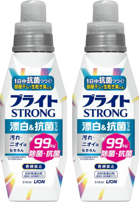 LION 獅王 STRONG 強效去污漂白劑 510ml 漂白除菌 適用於彩色衣物, 2罐