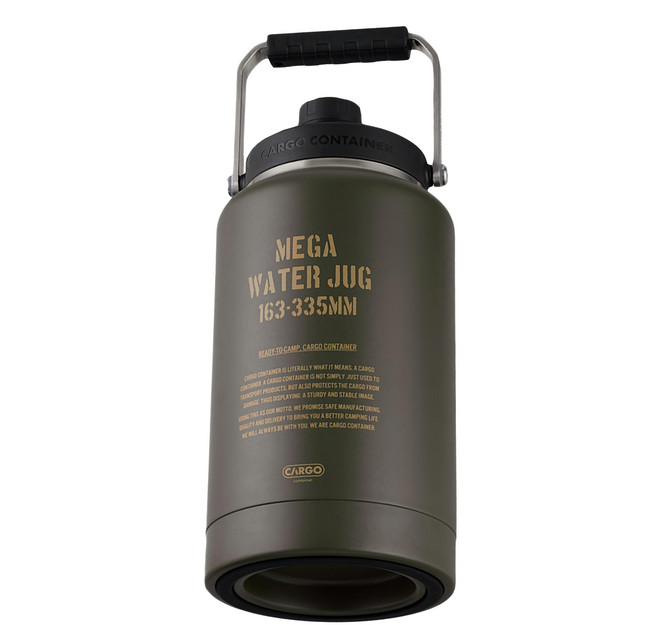 CARGO container 工業風不鏽鋼手提水壺, 軍綠色, 3.8L, 1個