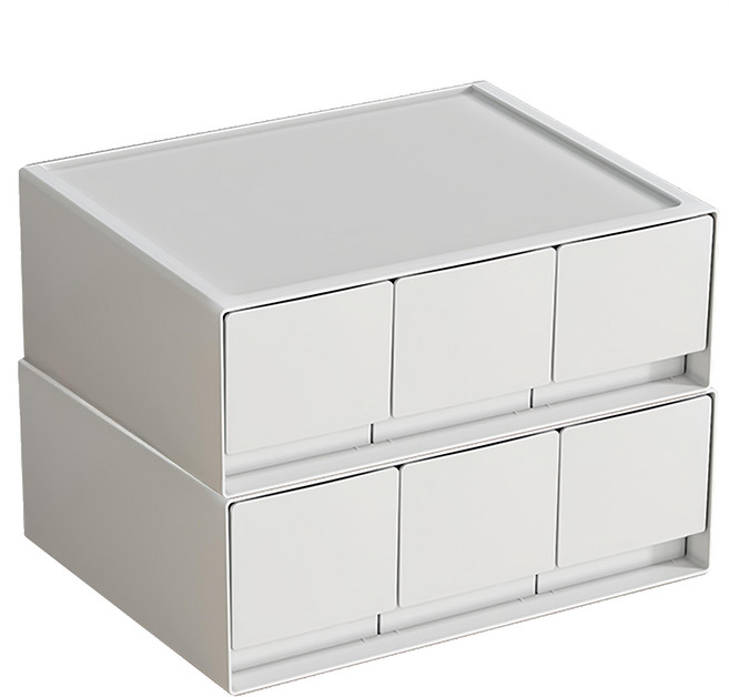簡約風 桌上型抽屜收納盒 F0688-03 23 x 17 x 7.5cm 355g, 白色, 3抽