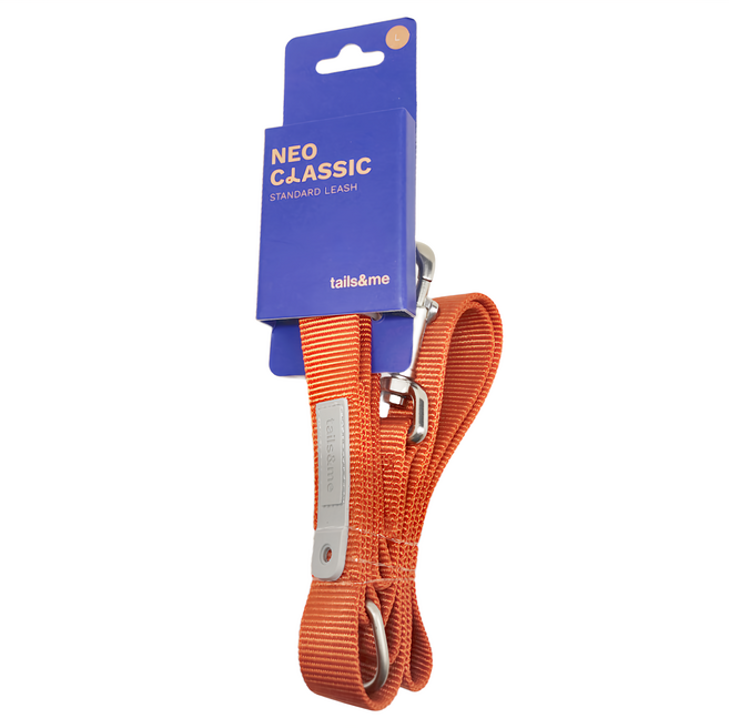 tails&me 尾巴與我 新經典標準牽繩 方便勾掛配件 柔軟厚織尼龍 強韌安全單縫, 橙紅色, 1條