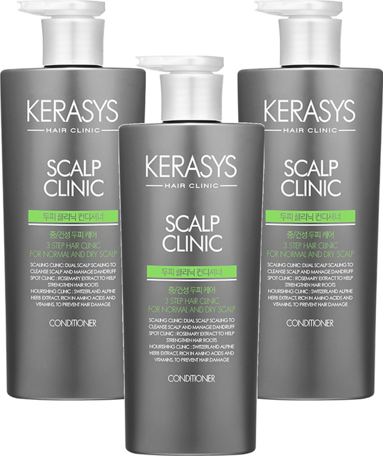 KERASYS 可瑞絲 胺基酸去屑潤髮乳 舒敏止癢, 600ml, 3瓶