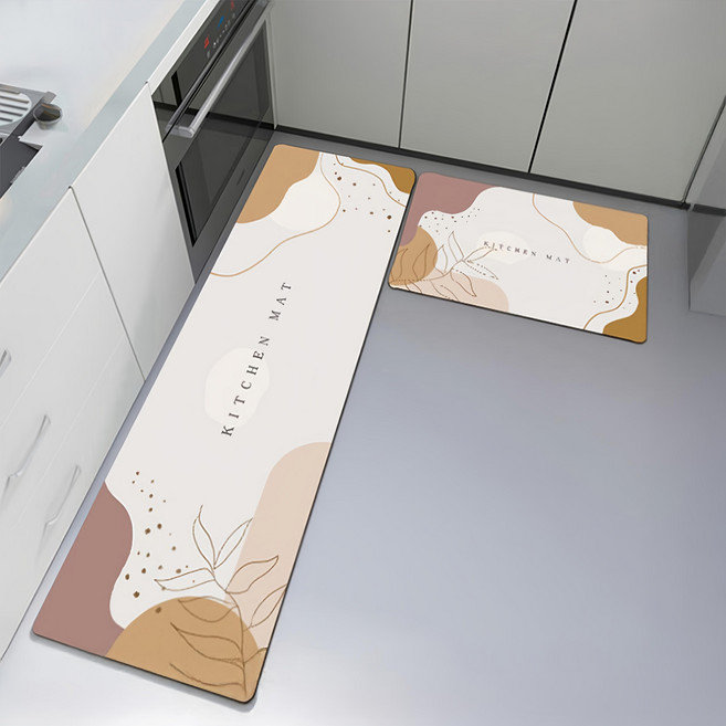 LZQ 矽藻土廚房吸水防油腳踏墊2件組, 莫蘭迪F款 多色, 1組