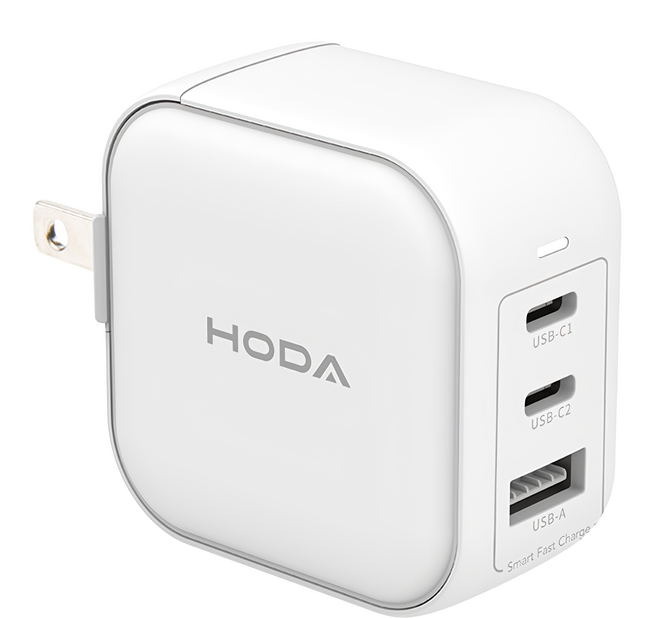 HODA 好貼 65W 3 Port 智慧方型 充電器 PD GaN 氮化鎵 白色