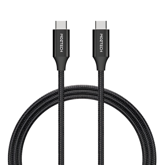MOZTECH USB-C-C 編織傳輸充電線, 1條, 黑色