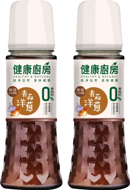 健康廚房 無油沾拌淋醬 香蒜洋蔥, 180ml, 2瓶