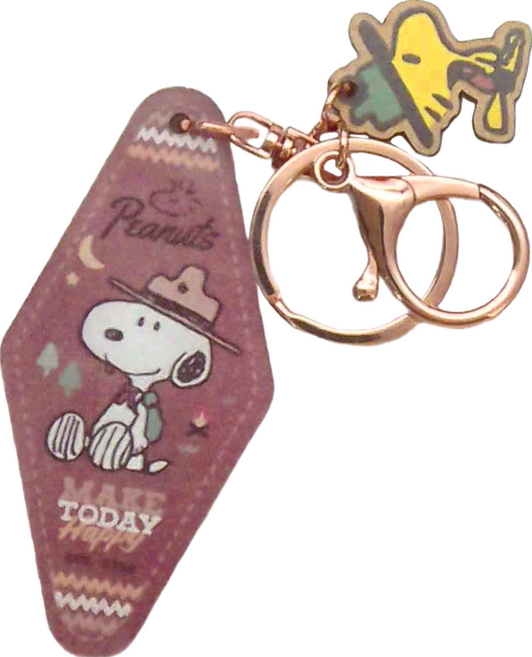 PEANUTS 史努比 菱形鑰匙圈, 咖色, 1個
