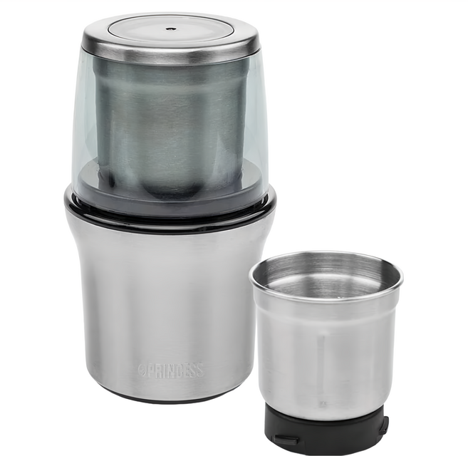 PRINCESS 荷蘭公主 不鏽鋼乾溼兩用研磨機 機身 + 鋼杯 20 x 10cm + 12 x 9cm, 221030