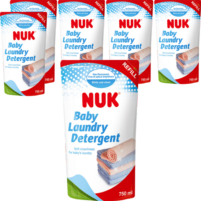 NUK 嬰兒洗衣精補充包 750ml 無螢光劑添加 無化學殘留 無需額外柔順劑, 6包