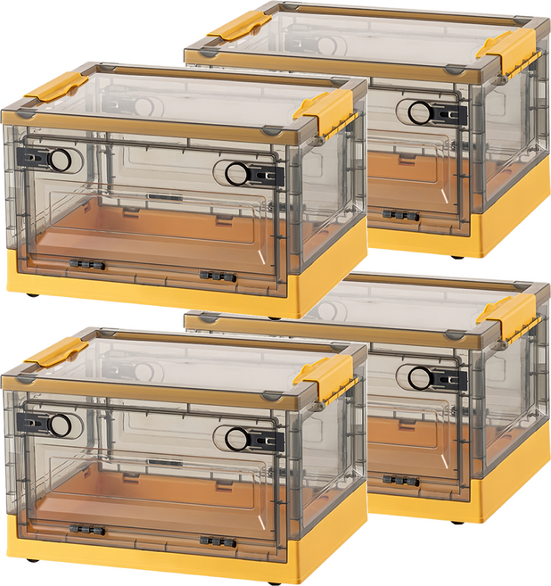 Mega 莫蘭迪雙開式可折疊滑輪收納箱 茶黃色 56L, 4個