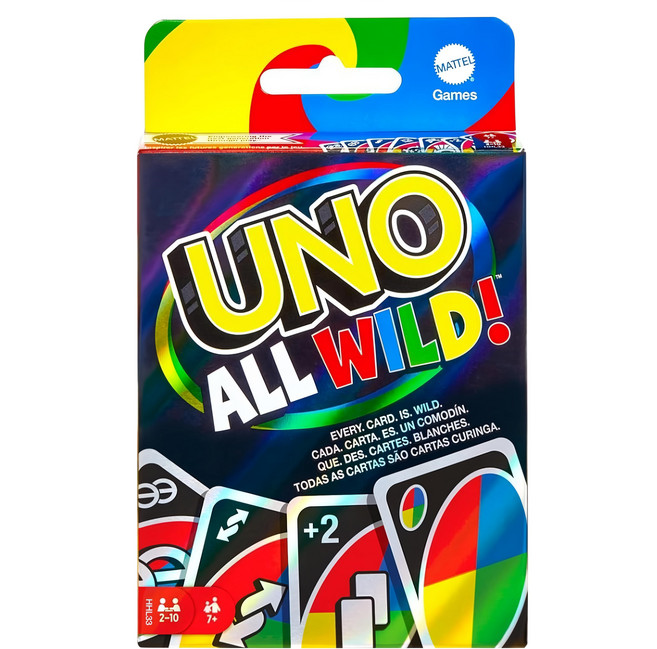 美國 UNO All Wild 全萬用卡牌遊戲卡, 1盒, 多色