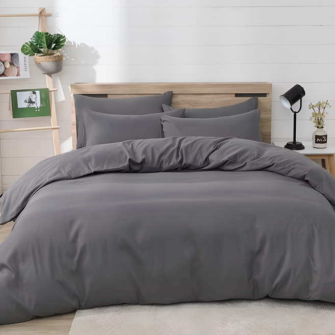 Ishur 伊舒爾 柔絲棉素色薄被套 4.5x6.5尺 (137 x 197 ±2公分), 月球灰